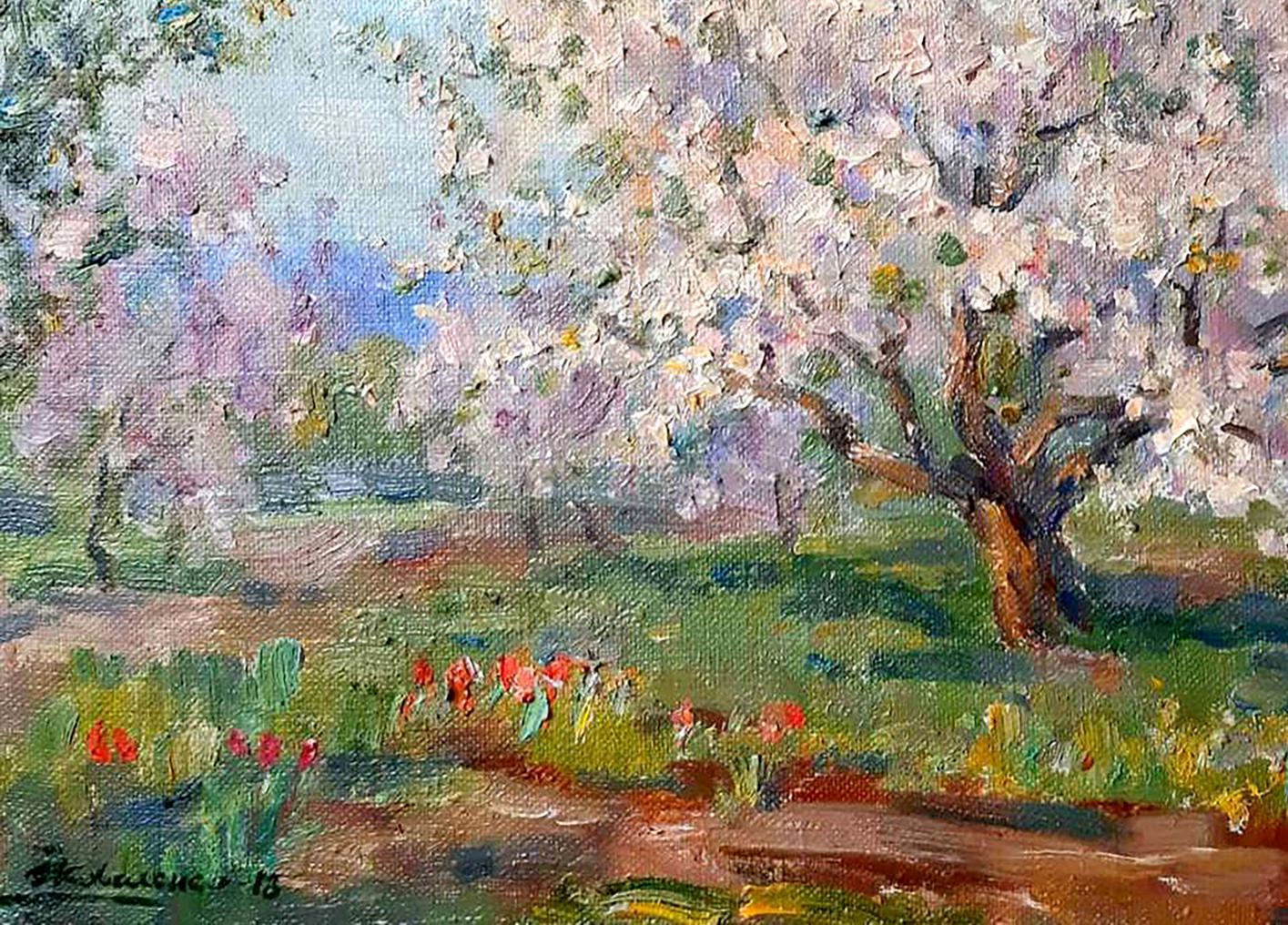 Oil painting Apricots bloom Kovalenko Ivan Mikhailovich