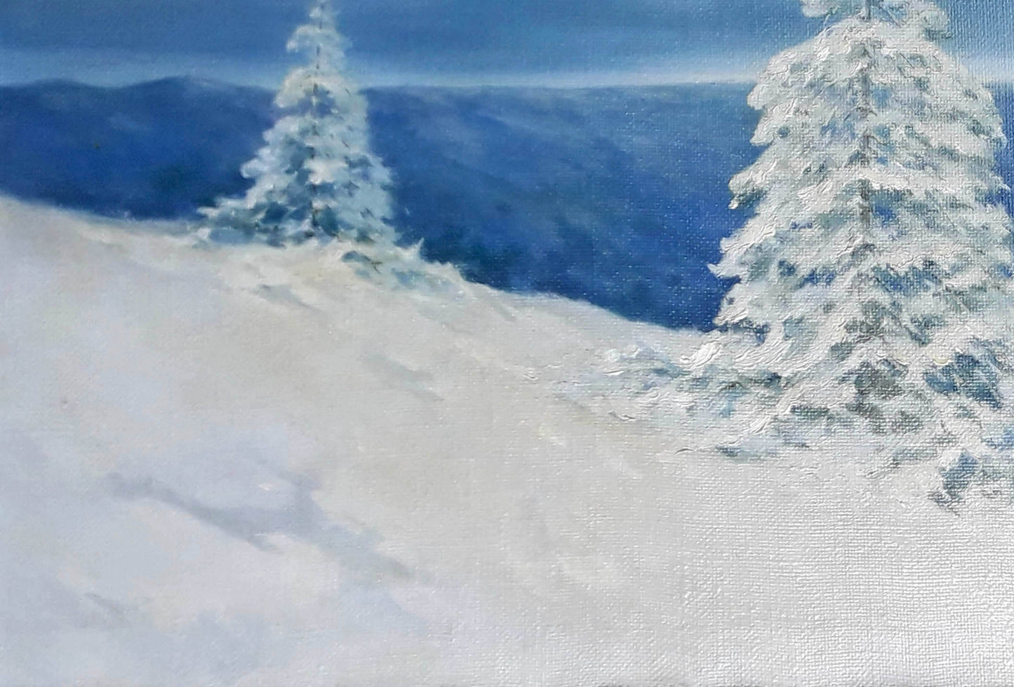 Oil painting Walk through the winter mountains Vasily Korkishko