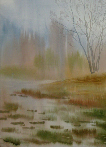 Watercolor painting The last days of autumn Savenets Valery
