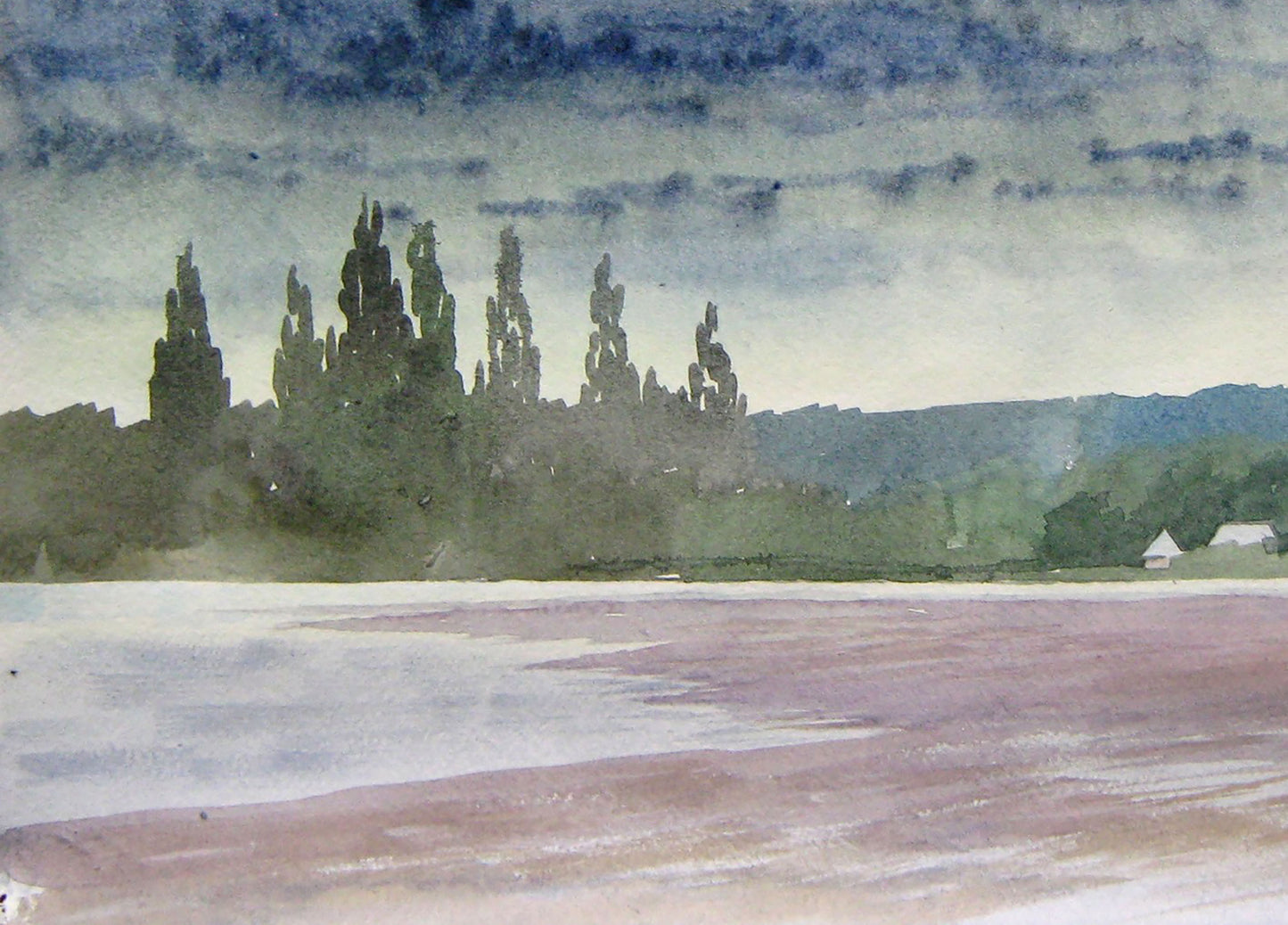Watercolor painting Clouds are coming Savenets Valery