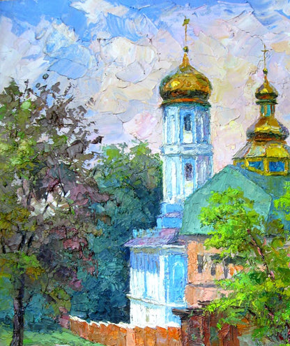 Oil painting titled Monastery by Boris Petrovich Serdyuk