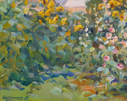 Oil painting Summer day among sunflowers Ivan Kovalenko