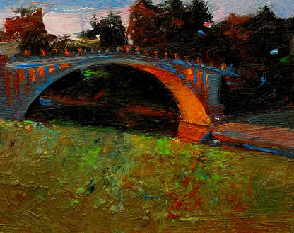 Oil painting City bridge Prohorchuk Daria