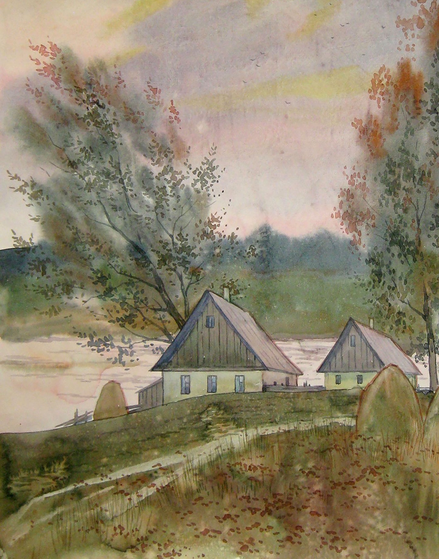 Watercolor painting Outskirts Savenets Valery