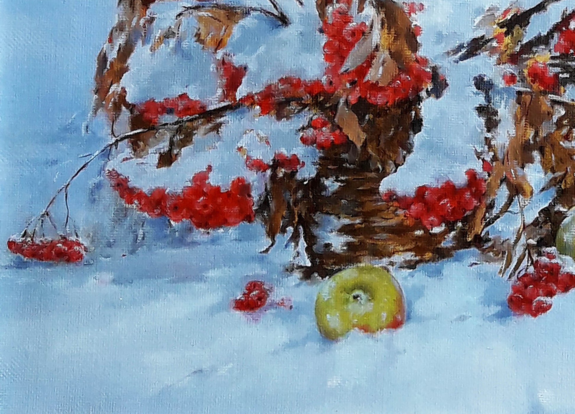 Oil painting by Vasily Korkishko: "Winter Harvest"