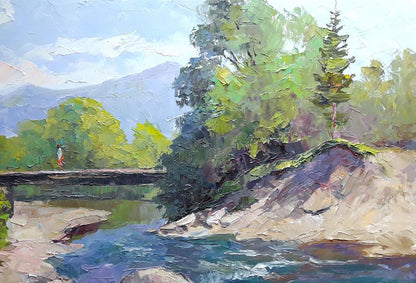 Oil painting Bridge over a mountain river Serdyuk Boris Petrovich