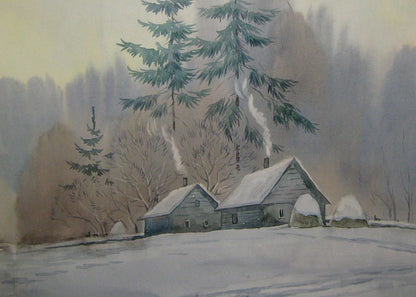 Watercolor painting At the edge of the village Savenets Valery