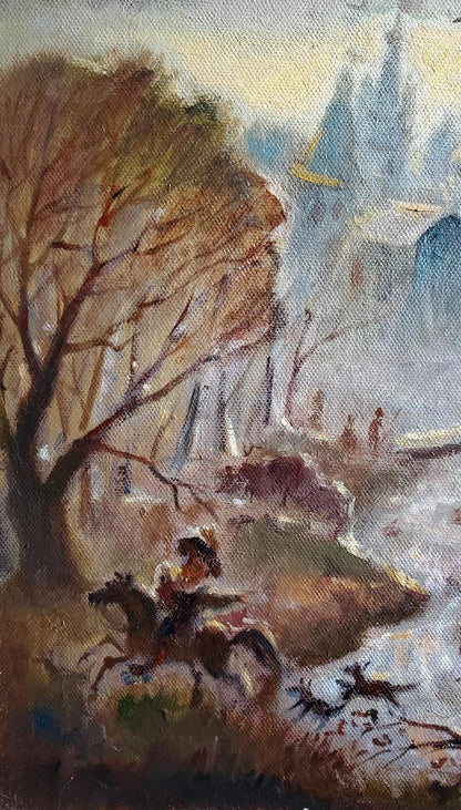 Oil painting Spring hunting Litvinov Daniil Olegovich