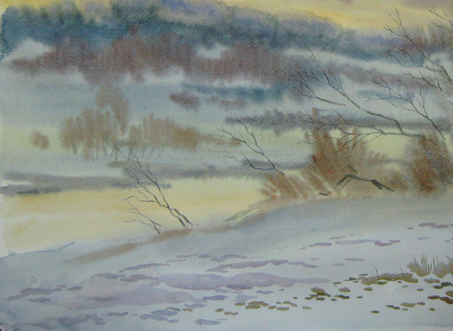 Watercolor painting Winter joyful fantasy Valery Savenets