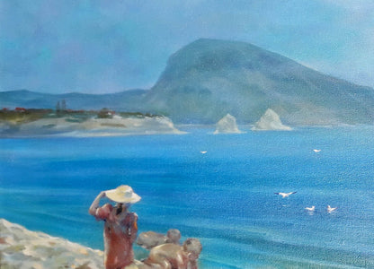 Oil painting Children by the water Korkishko Vasily