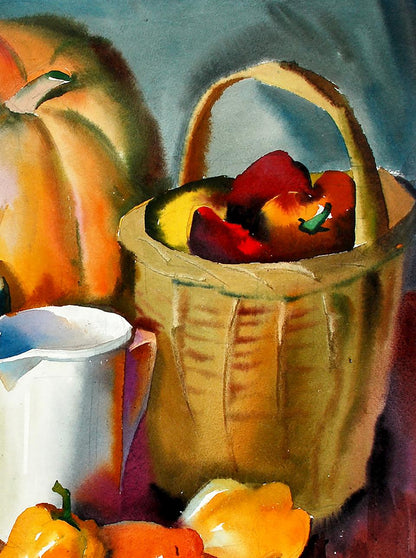 Watercolor painting Still life with pumpkin Egor Shvachunov