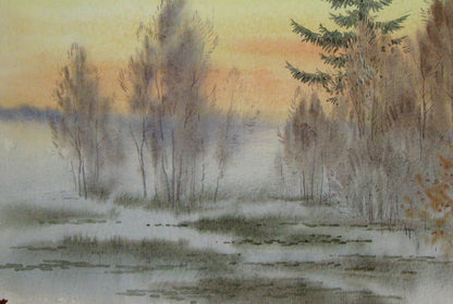Watercolor painting Rest in the forest Savenets Valery