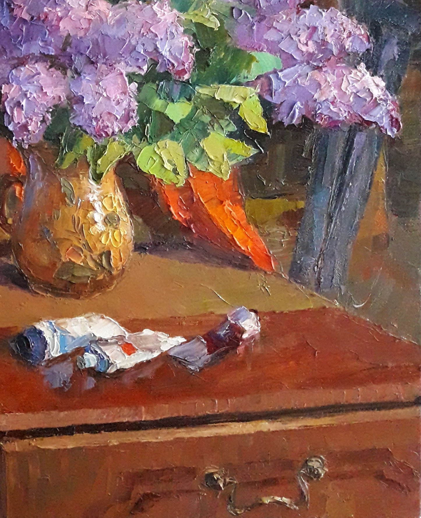 Oil painting Lilac on the bedside table Serdyuk Boris Petrovich