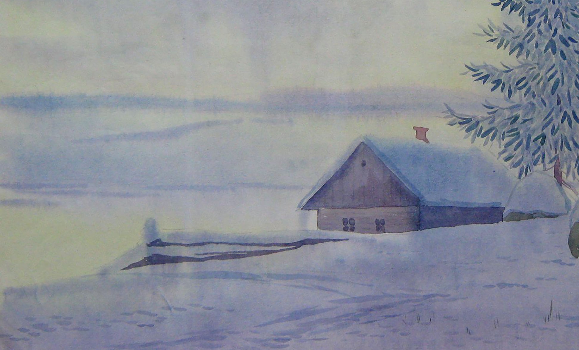 Valery Savenets's watercolor painting capturing a "January Morning"