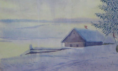 Valery Savenets's watercolor painting capturing a "January Morning"