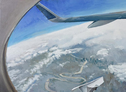 Oil painting Airplanes live in flight Varvarov Anatoly Viktorovich