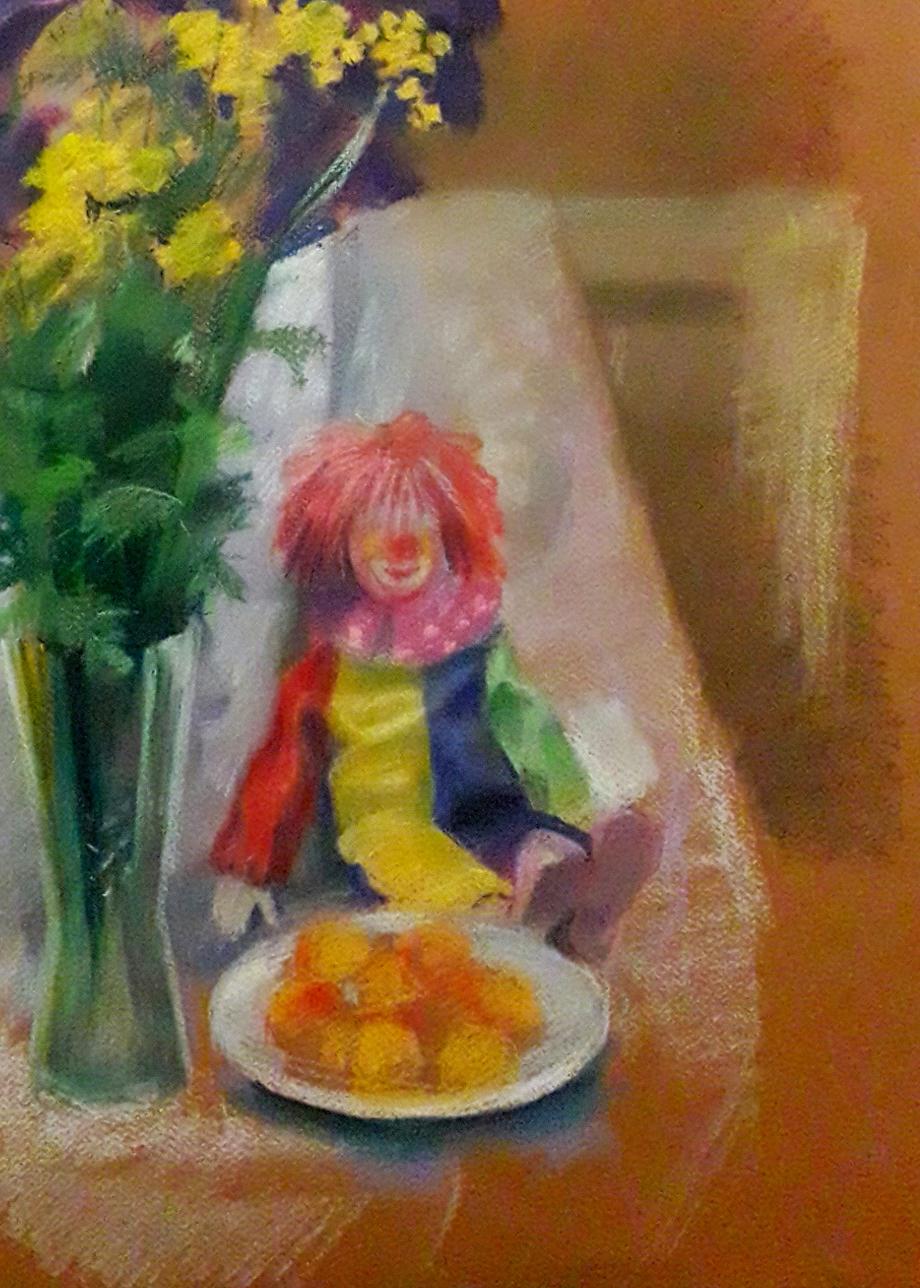 Pastel painting Still life with a clown Serdyuk Boris Petrovich
