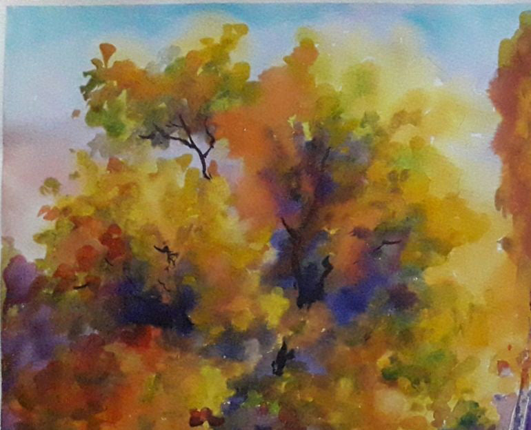 Watercolor painting Autumn is golden Serdyuk Boris Petrovich