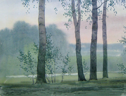 Birches in the Forest: A captivating watercolor rendition by Valery Savenets