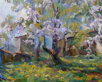 Oil painting Flowering trees in the garden Ivan Kovalenko