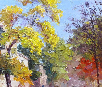 Boris Petrovich Serdyuk captures the beauty of autumn in Kremenchuk in his oil painting