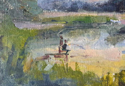 Oil painting Rest on the pond Kovalenko Ivan Mikhailovich