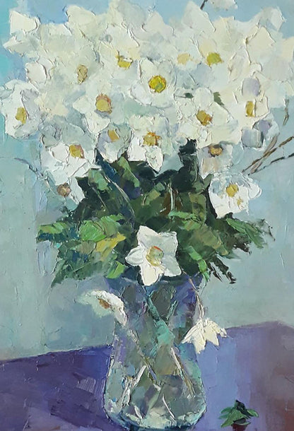 Oil painting White anemone Serdyuk Boris Petrovich