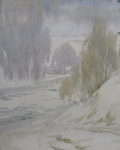 Watercolor painting Winter sleep Savenets Valery