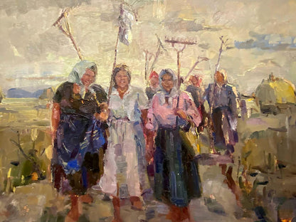 Oil painting Kolkhoz women Unknown artist