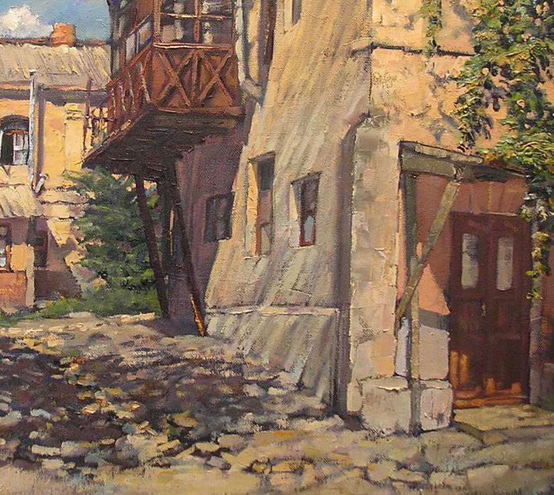 Oil painting Shadows of the old yard Osnach Olesia