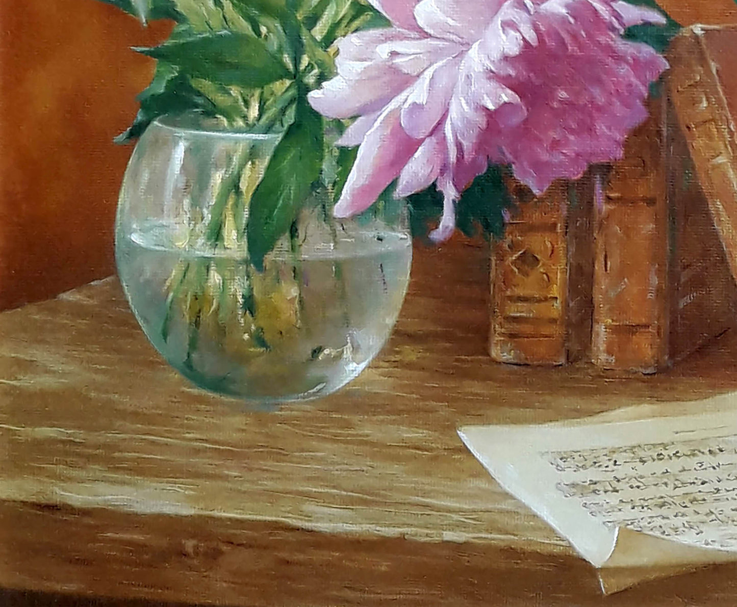 Oil painting Still life with pink peonies Vasily Korkishko