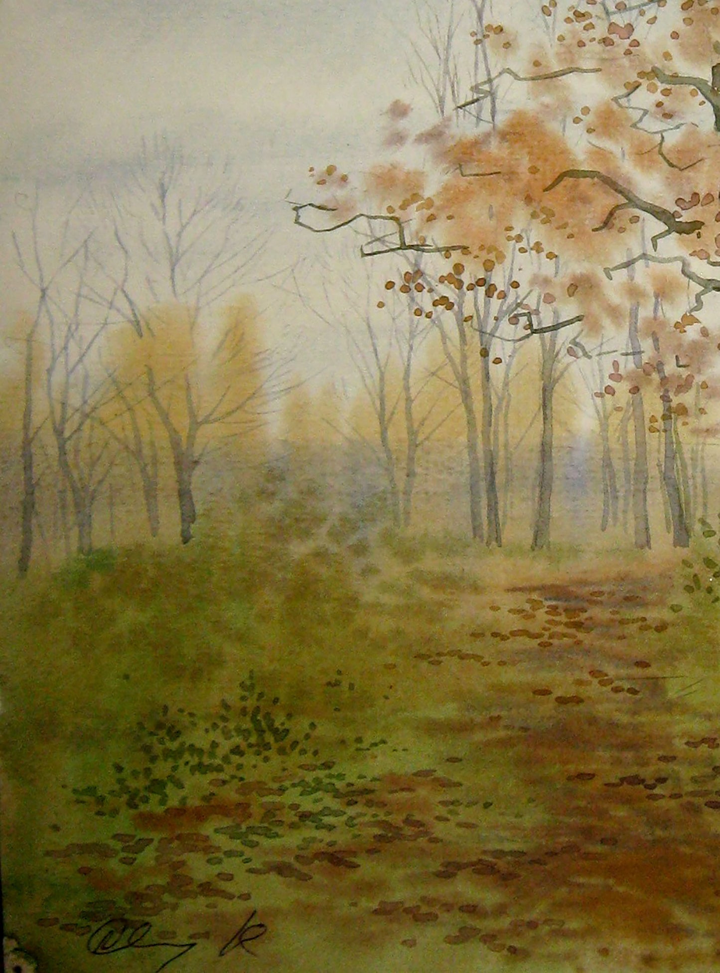 Watercolor painting Oak Savenets Valery