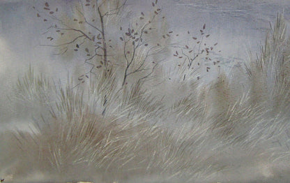 Watercolor painting Winter fantasy from sunset Valery Savenets