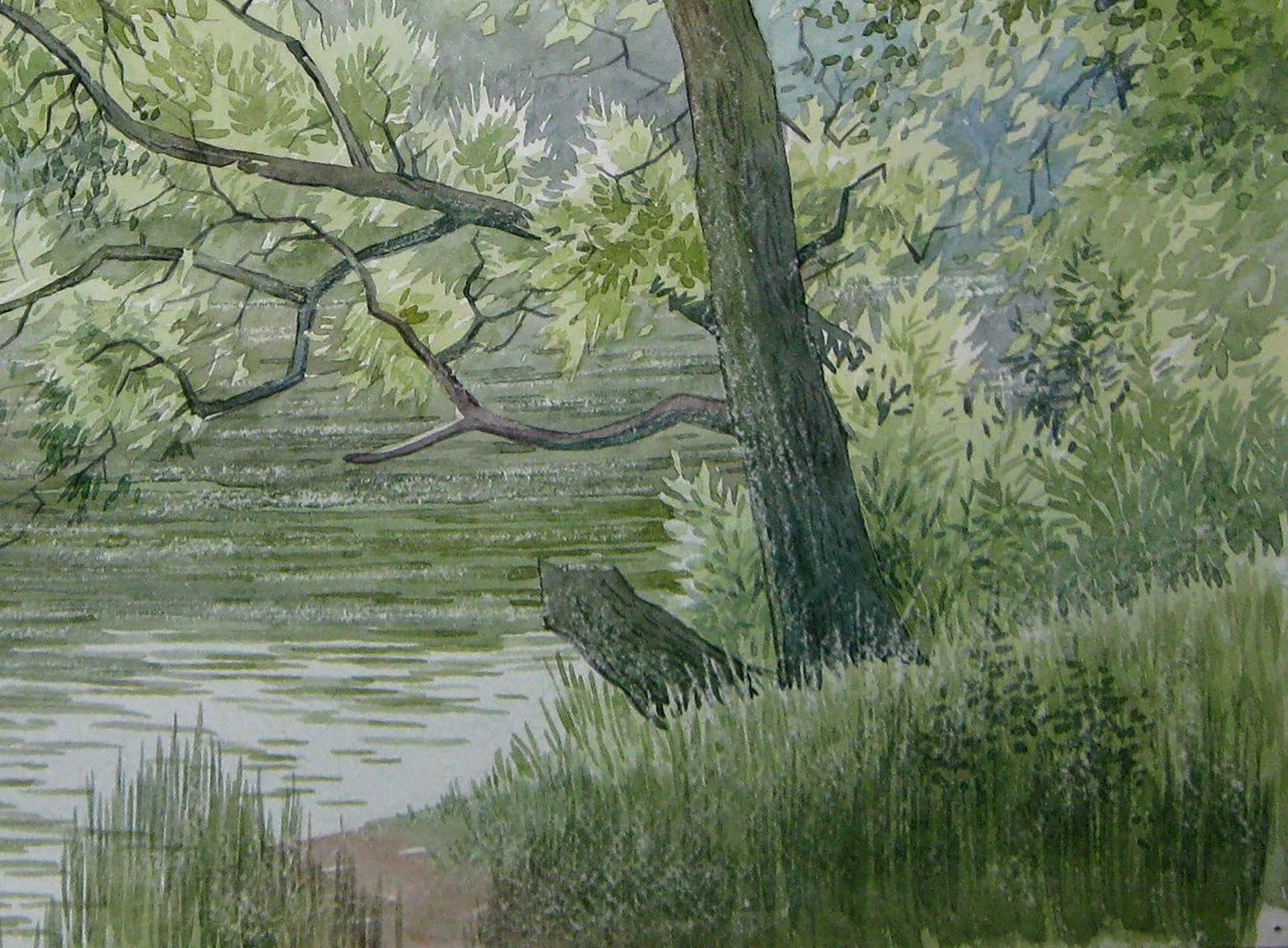 Watercolor painting Over the river Savenets Valery