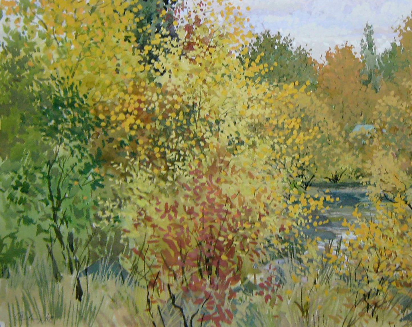 Watercolor painting Kamyanka River Savenets Valery