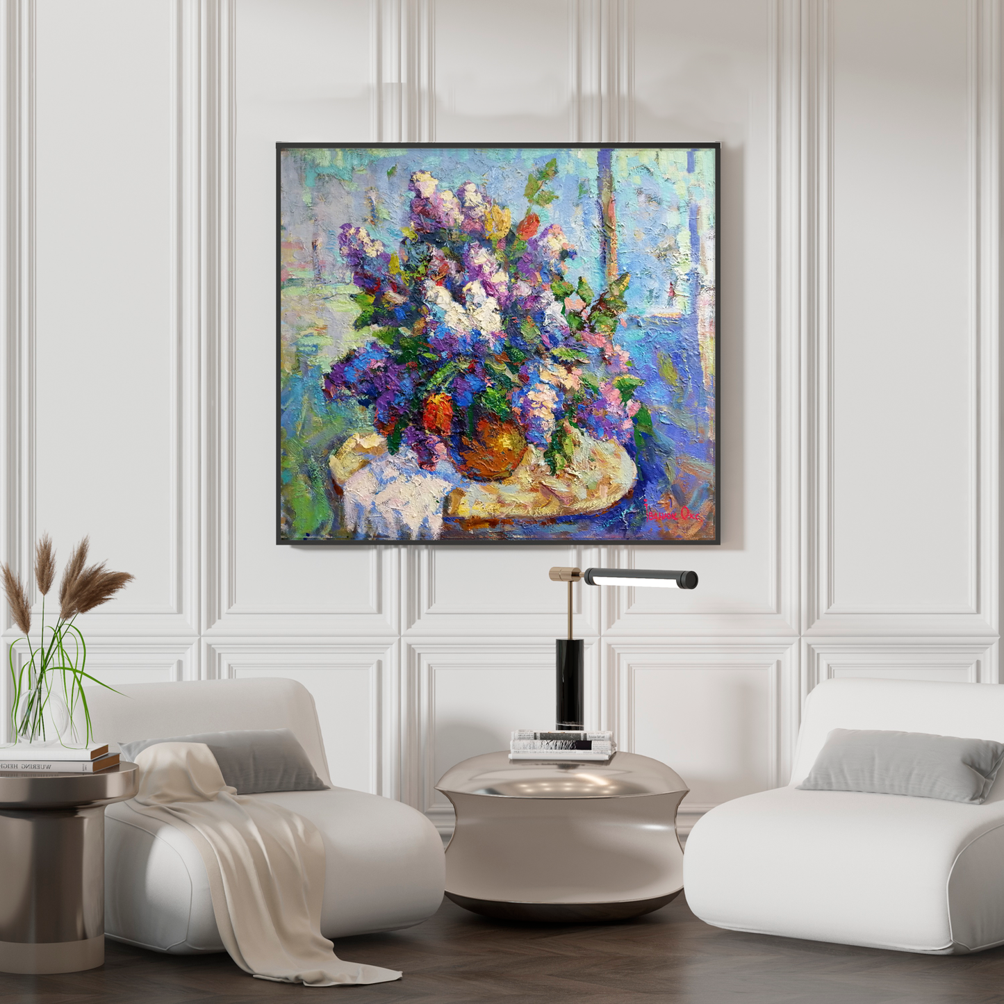 Oil painting Lilac bouquet 