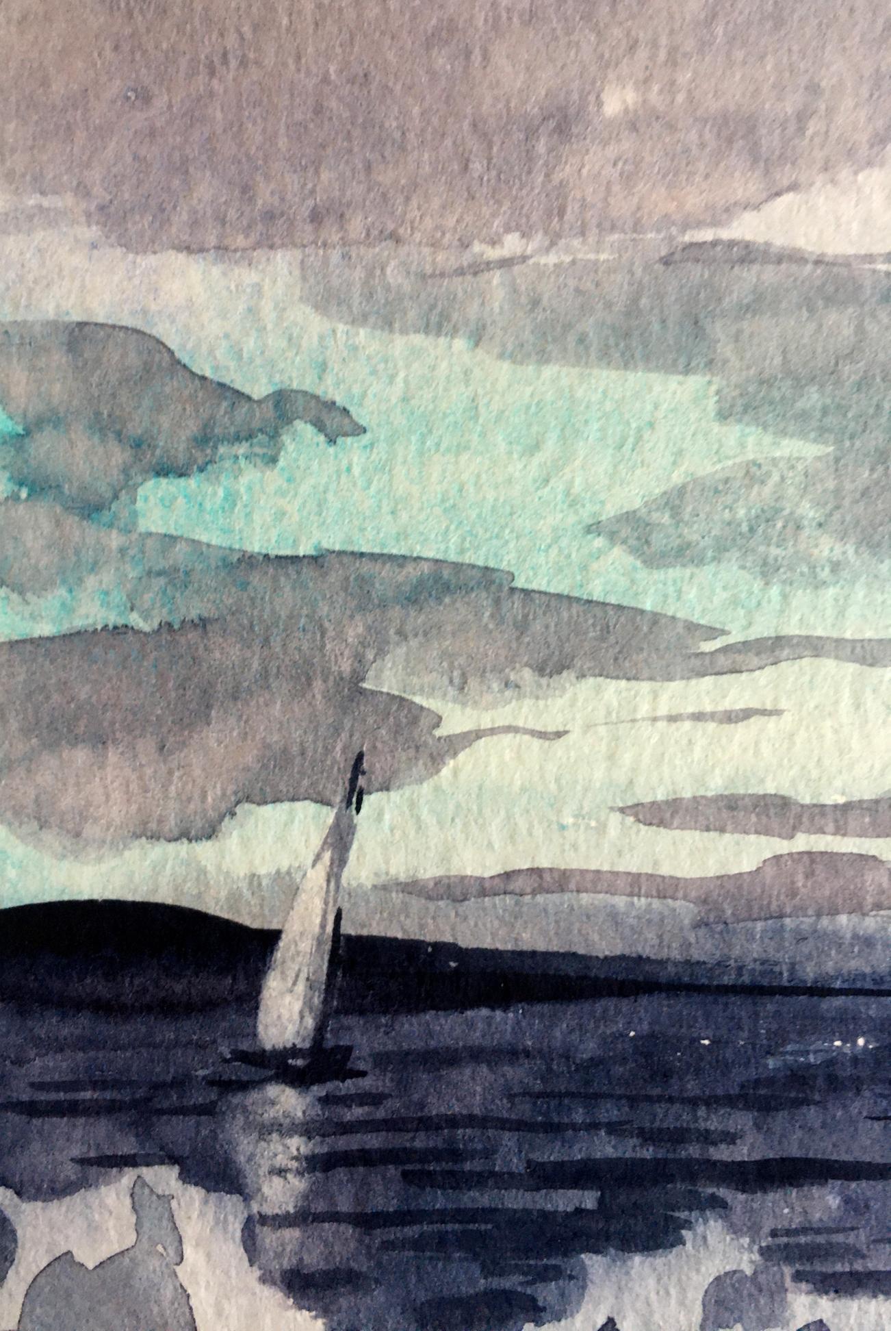Watercolor painting The sea is in storm Svetlana Gramm
