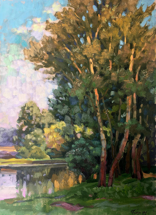Oil painting Summer evening Batrakov Vladimir Grigorievich