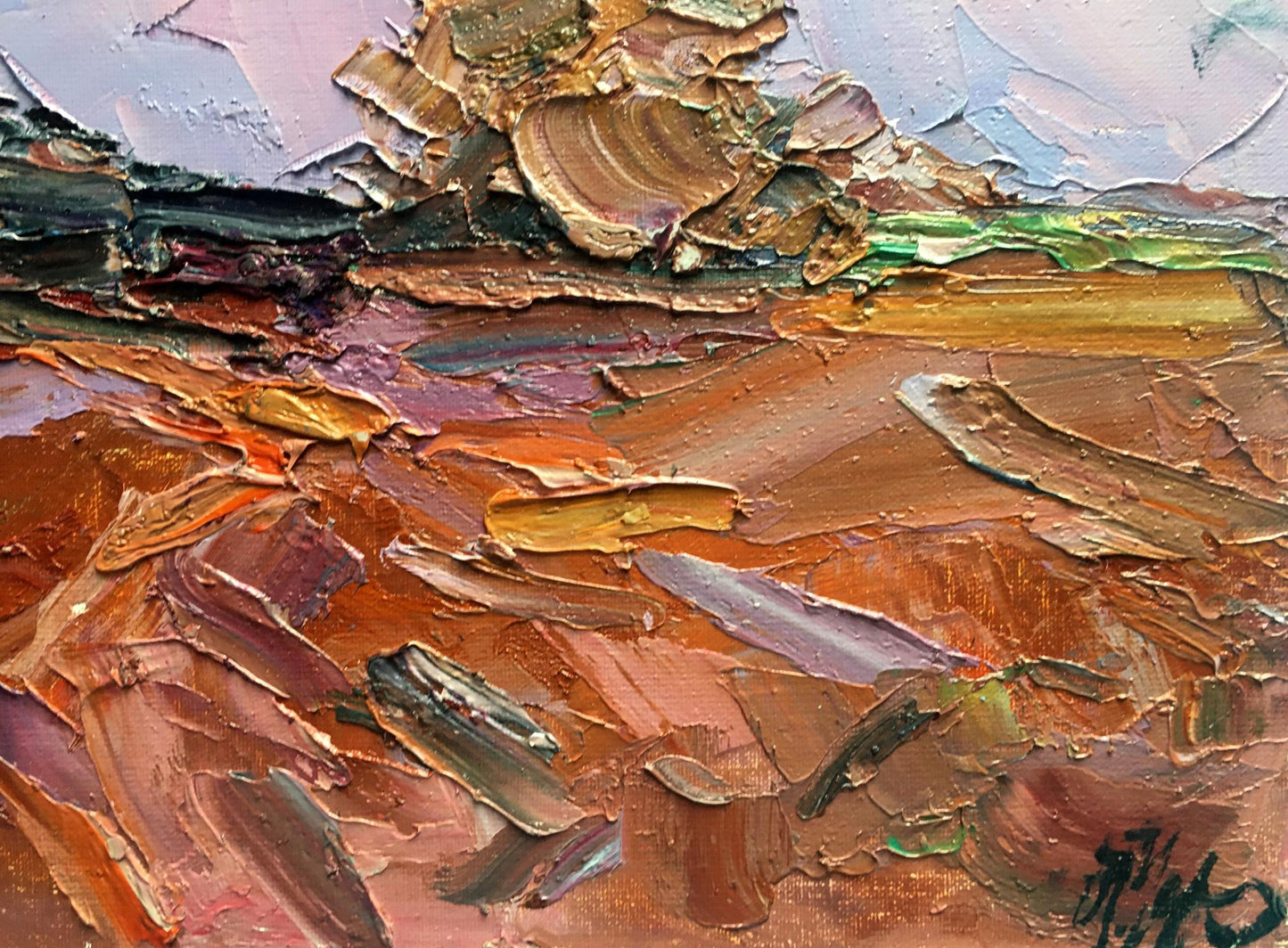 Oil painting Pink evening in the field Alexander Cherednichenko