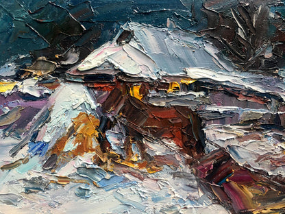 Oil painting Quiet winter evening Alexander Nikolaevich Cherednichenko