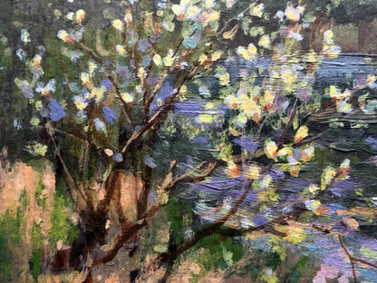 Oil painting Willow blossoms over water Batrakov Vladimir Grigorievich