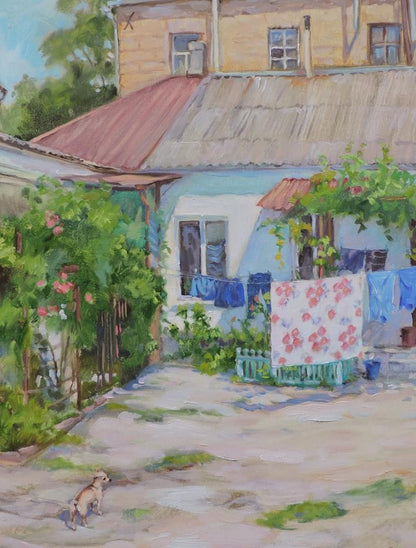 Oil painting Morning in a small town Osnach Olesia