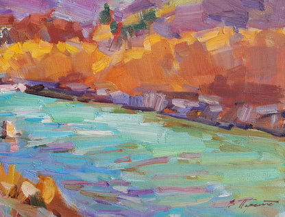Oli painting Mountain river Pereta Vyacheslav