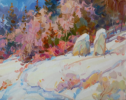 Oil painting Winter in the Carpathians Artim Dmitry