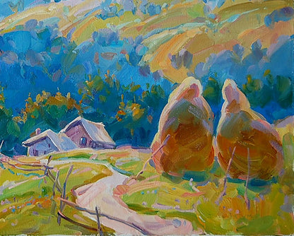 Oil painting Carpathians. Summer Artim Dmitry