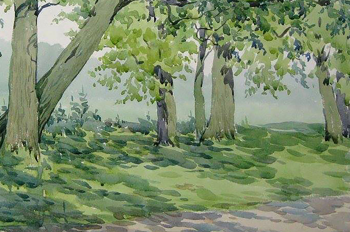 Watercolor painting Oak forest Savenets Valery