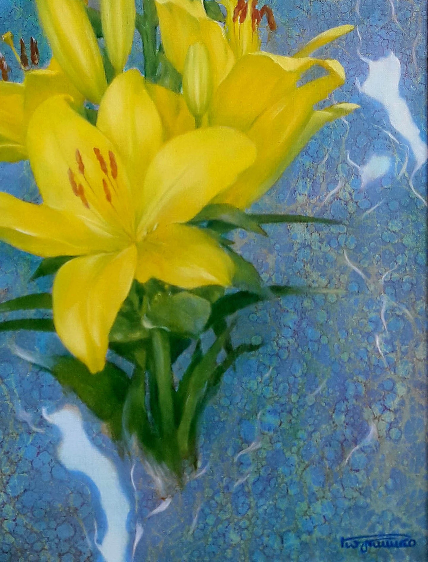 Oil painting Yellow lilies Vasily Korkishko