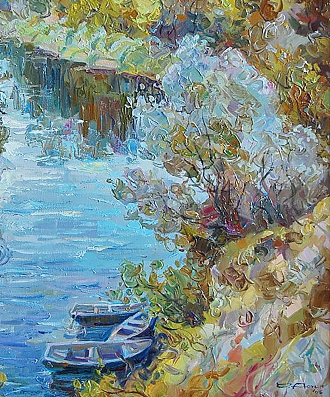 Oil painting Cool morning on the river Dmitry Artim