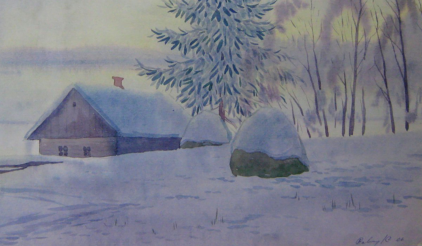 January Morning portrayed in a watercolor painting by Valery Savenets