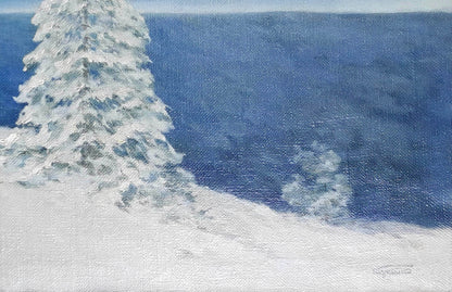 Oil painting Walk through the winter mountains Vasily Korkishko